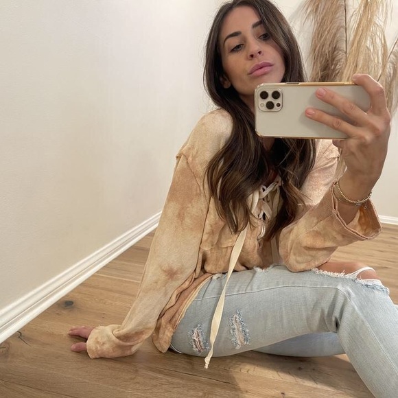 Strawberry Smoothie Lace Up Sweater Top - Picture 5 of 5